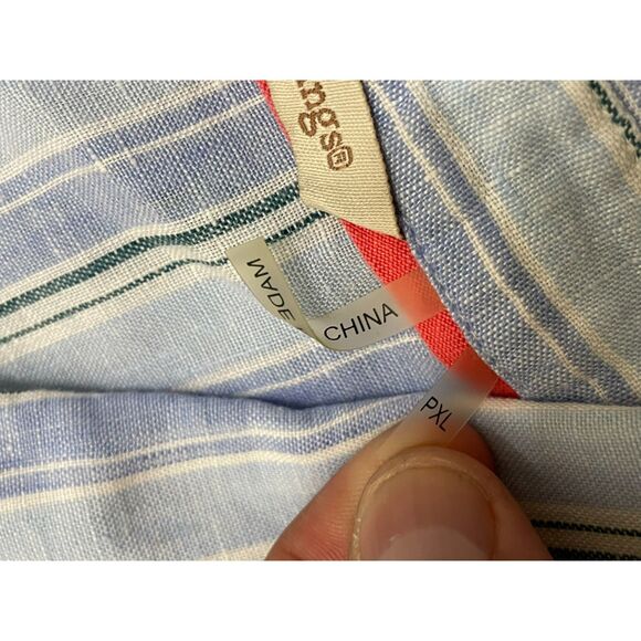 Soft Surroundings Women's PXL Blue Button-Up 100% Linen Shirt Striped Minimalist - Picture 5 of 9